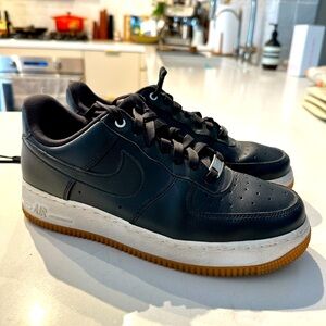 Gently Worn Black Leather Nike Air Force 1s (size 8.5)